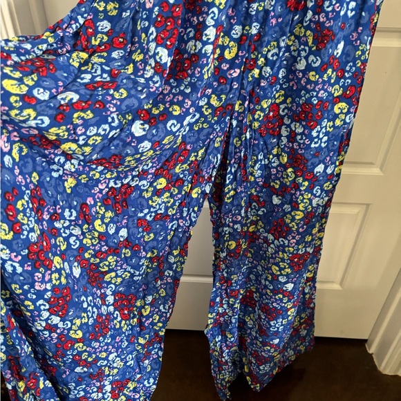 Kaari Blue Blue Multi Smocked Wide Leg Jumpsuit Size XL. NWT - Picture 3 of 7